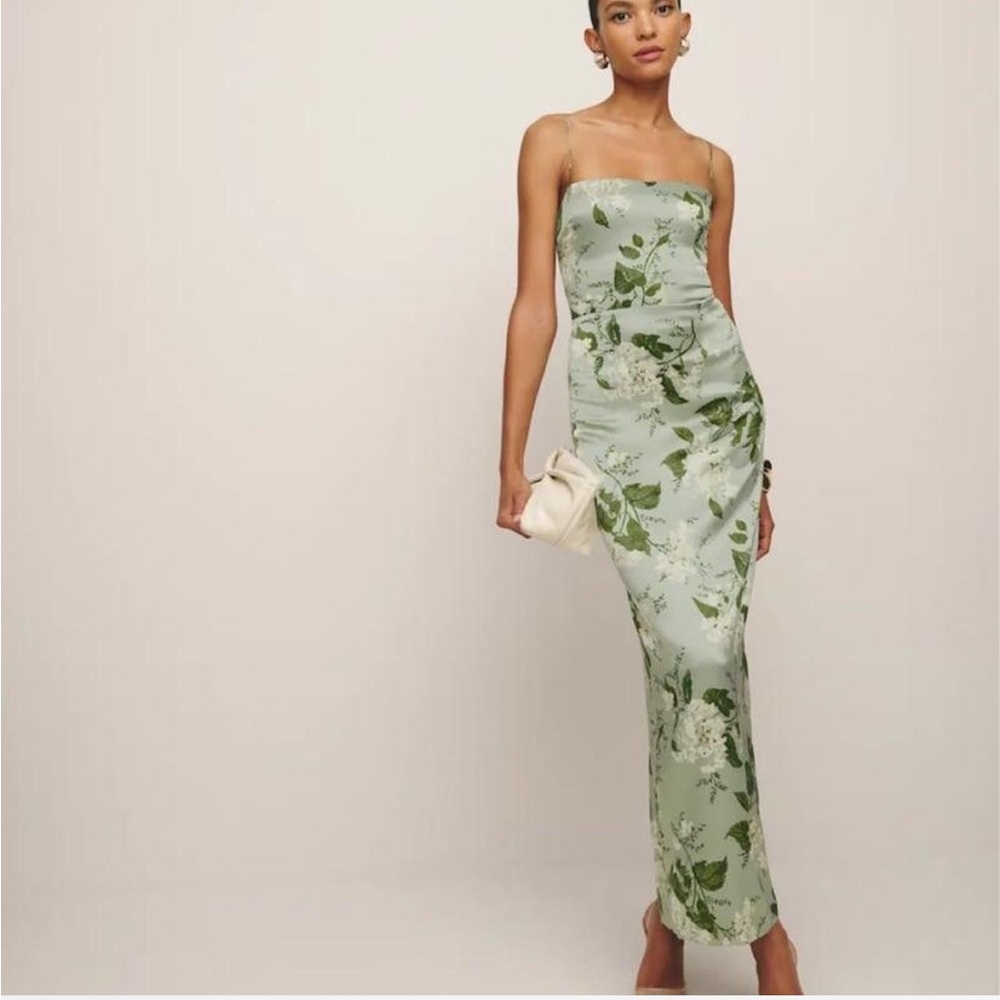 Reformation Frankie Silk maxi dress in floral green